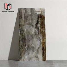 Teils porslen sgleiniog marmor gwythiennau tonnog